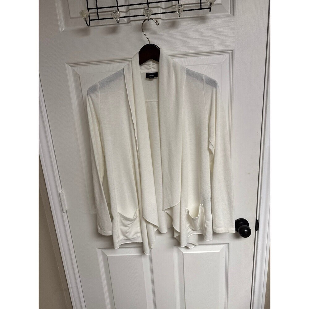 Vera Wang Extra Small Cream Light Weight Layer Pocketed Cardigan